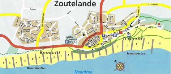 Kaart strandhuisjes Zoutelande